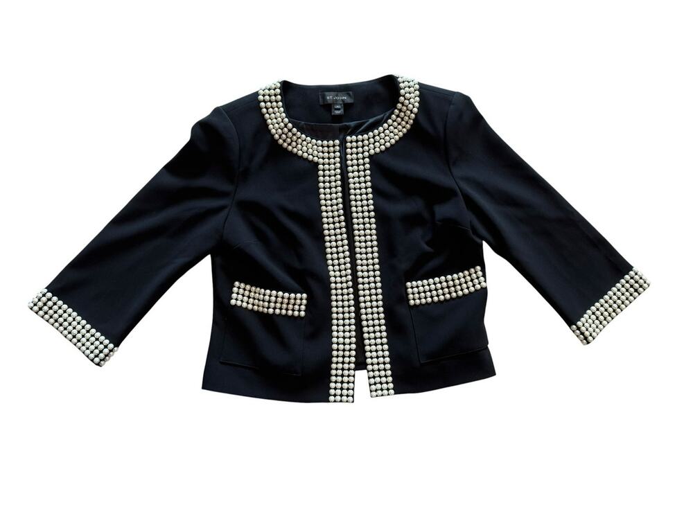 ST. JOHN BLACK PEARL BLAZER SUIT JACKET SIZE 10 WOMEN'S